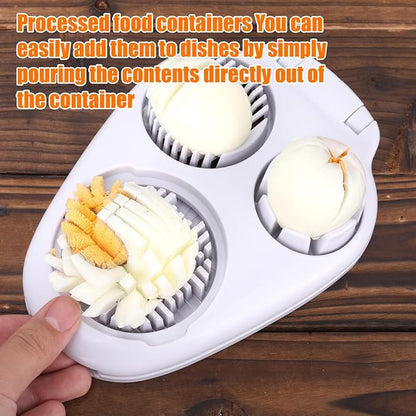 3-in-1 Egg Slicer with Cleaning Brush, 3 Slice Modes Egg Cutter Stainless Steel Dicer Multipurpose Kitchen Chopper Utensil for Hard Boiled Eggs Strawberry Tomato Butter Mushroom