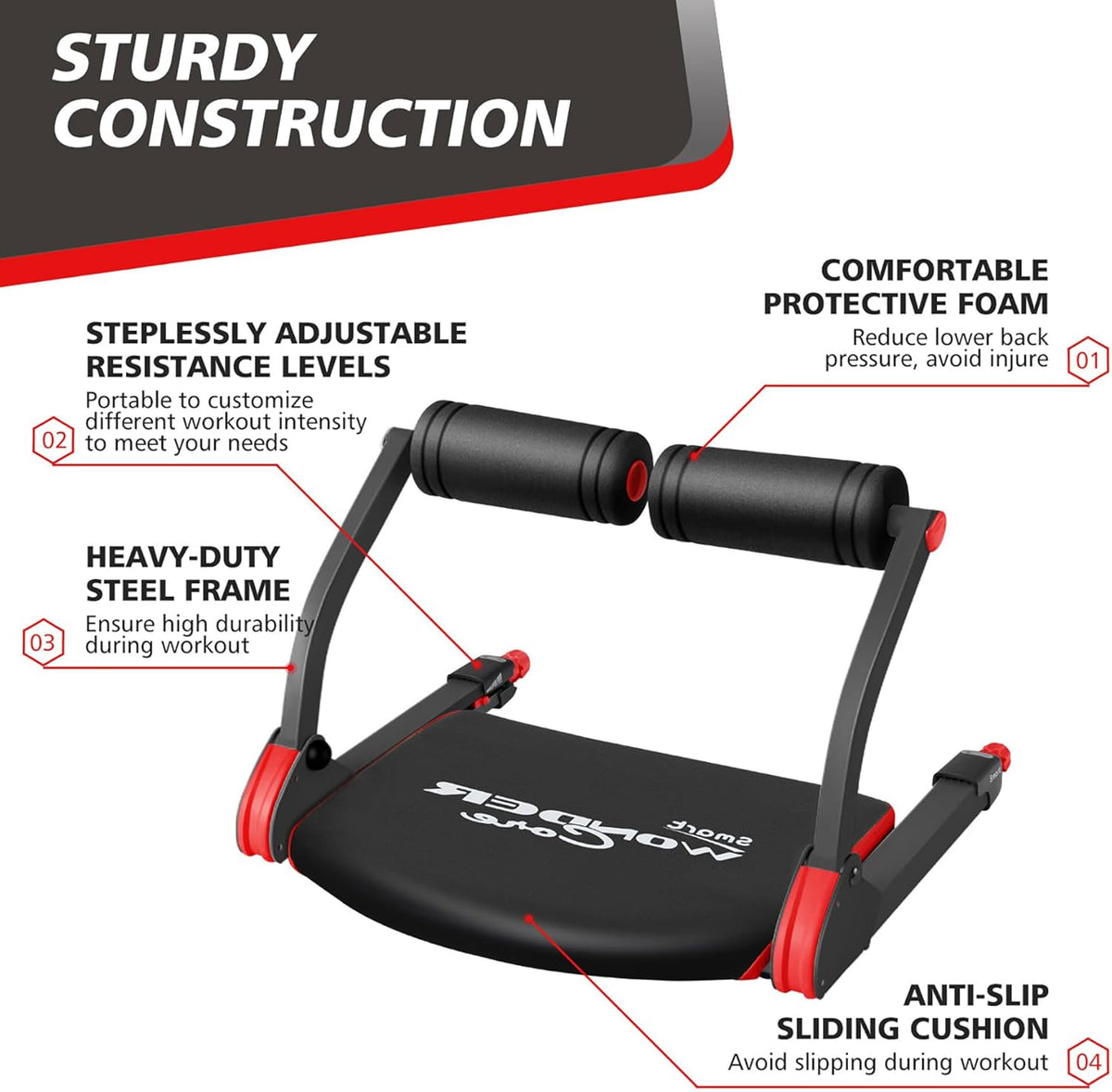 WONDER CORE SMART, Ab Machine, Ab Workout Equipment, Sit Up Machine & Exercise Equipment, Ab Crunch Machine for Stomach Workout, Ab Core Trainer Abdominal Machine for Home Gym