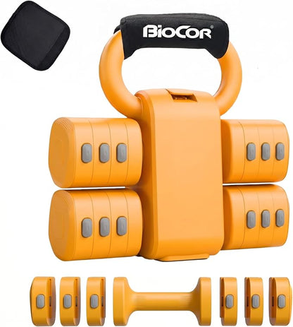 Adjustable Dumbbell Set, 4 in 1 Free Weights for Women with Fast Adjustment, Each 2.2/3.3/4.4/5.5lb Hand Weights, Compatible with Kettlebells for Home Gym Exercise & Fitness