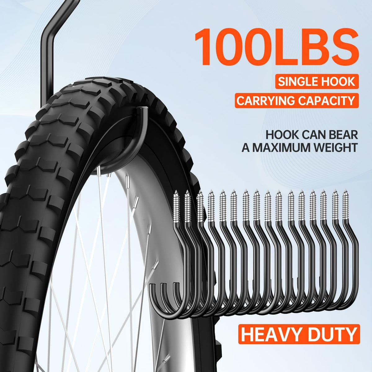 16-Pack Heavy Duty Bike Hook, Loading Capacity 100 LBS, 6 inch, Bike Hooks for Garage Wall and Garage Ceiling