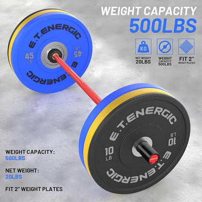 4FT Chrome Steel Olympic Barbell, 500LB | 20LB compact bar with 28mm knurled grip, bearing sleeves, 7.6-inch loadable length, and 2-inch plate fit