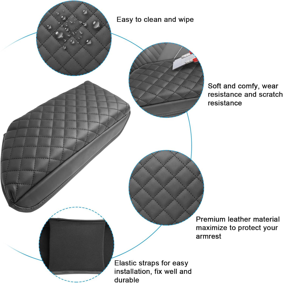 SXCY for 2020-2025 VW Jetta Armrest Cover for Volkswagen Jetta 2025 Accessories 2020-2024 2025 Jetta Center Console Cover 2025 Jetta Middle Console Cover (Black Checkered Pad)
