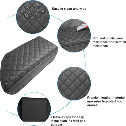 SXCY for 2020-2025 VW Jetta Armrest Cover for Volkswagen Jetta 2025 Accessories 2020-2024 2025 Jetta Center Console Cover 2025 Jetta Middle Console Cover (Black Checkered Pad)