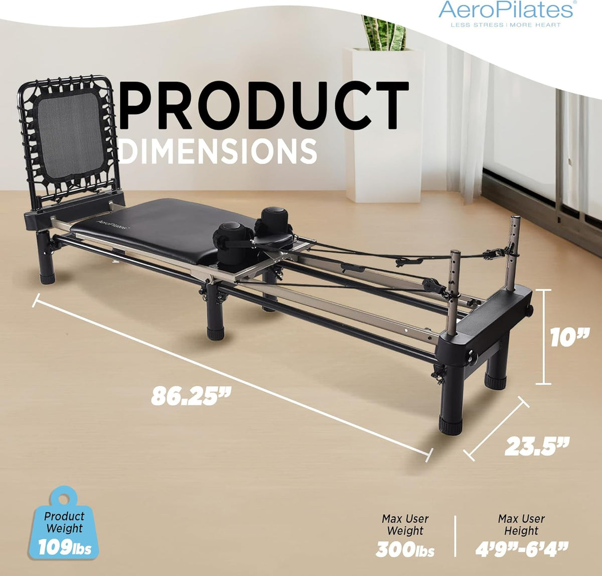 AeroPilates Reformer Home Workout Equipment, Pilates Machine w/Resistance