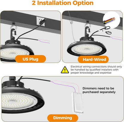 High Bay Lights 180W LED UFO Light LED Shop Lights 32400 LM 6000K IP65 Commercial Bay Lighting Fixture 5ft Cable Plug & Play for Warehouse Factory Garage Workshop Barn 6 Pack