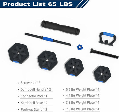VIVITORY Dumbbell Sets Adjustable Weights, Free Weights with Connector, Non-Rolling Adjustable Dumbbell Set, Barbell for Home Gym, Hexagon, Cement Mixture