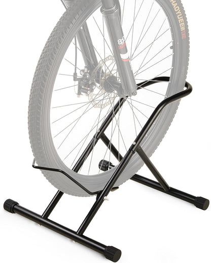 Upgraded 4" Wide Tire Floor Bike Stand Rack, Heavy Duty Garage Indoor Bike Storage, Fits 20"-27" Wheels, Kids Road Mountain Bikes, 66lbs Max Load, Anti-Slip Rubber Base