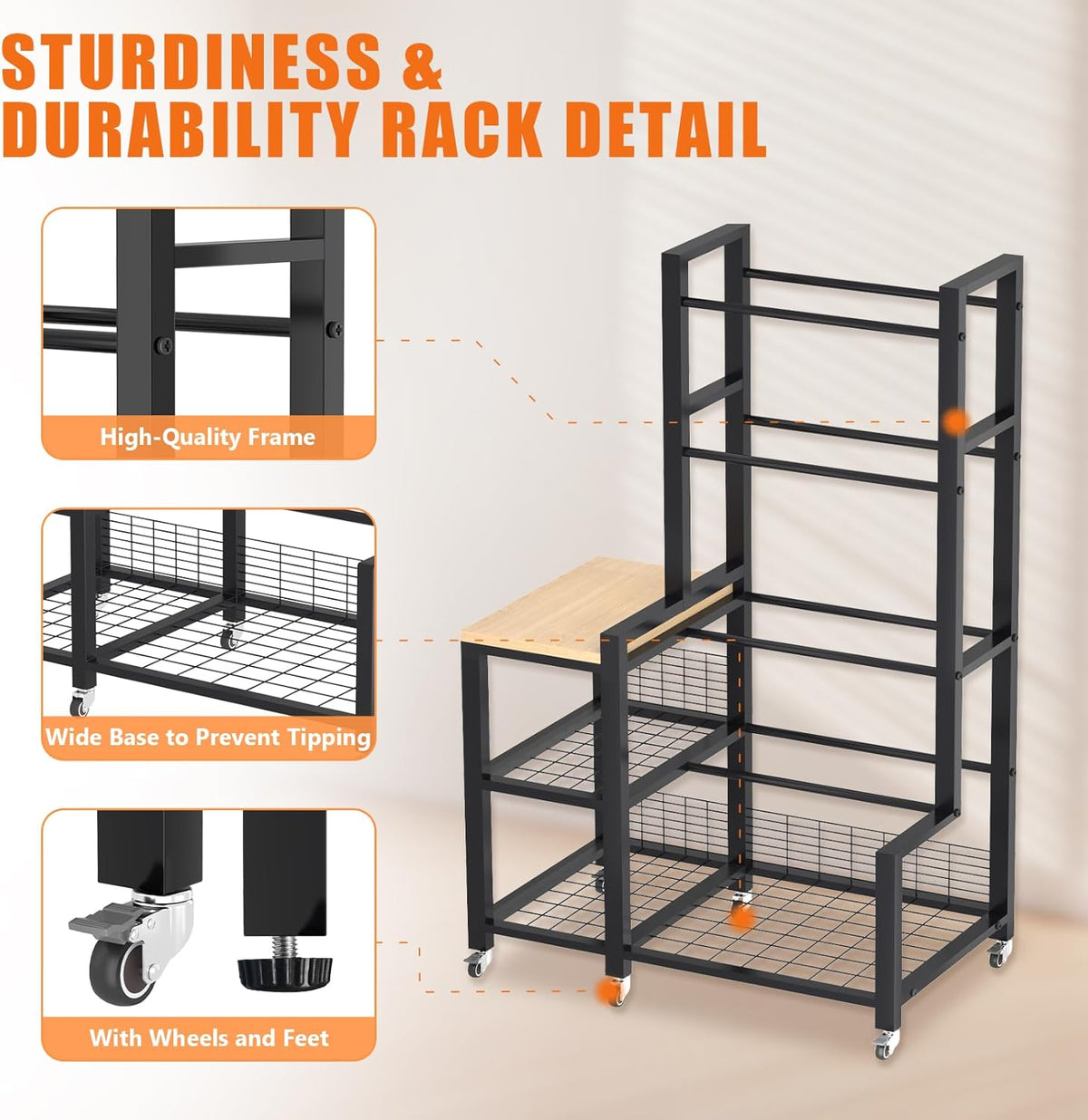 Disc Golf Storage Rack with Wheels – Heavy Duty Metal Disc Golf Rack for Discs, Backpacks & Accessories – Ideal for Garage, Home, or Store Display