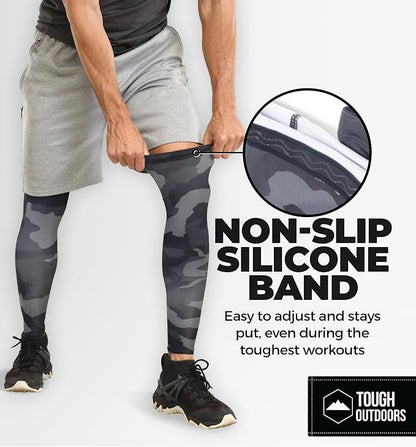 Tough Outdoors Leg Compression Sleeve - Leg Sleeves for Men & Women - Compression Calf Sleeves - Basketball Football Cycling