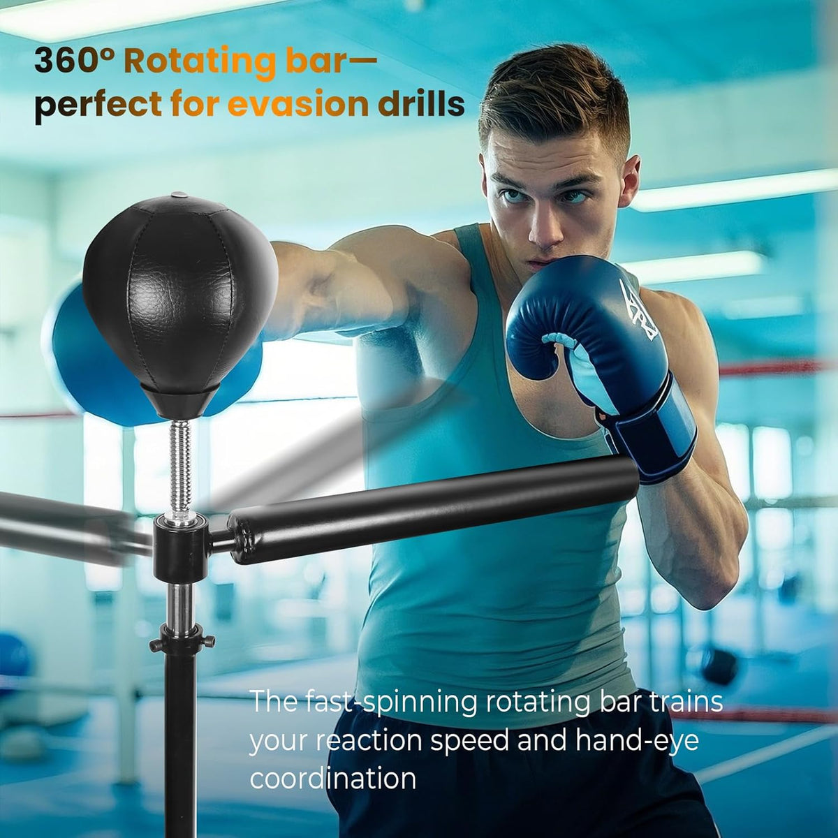 INNOLIFE Boxing Bar Height Adjustable Spinning Bar with Punching Bag Boxing Speed Trainer for Home Gym