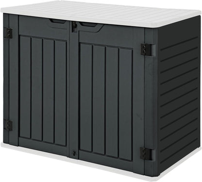 GOOBED Horizontal Shed with Padlock Latch, Outdoor Storage Shed for Backyard and Garden, 35 Cu Ft Small Storage, Waterproof, Easy Assembly, Dark Gray