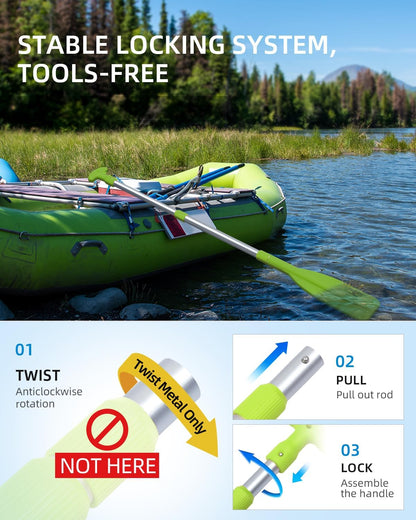 OCEANBROAD Telescoping Emergency Paddle 21''-42''（Assembling Required）/26''-54'' Aluminium Shaft for Kayaking Boating Canoeing River Tubing