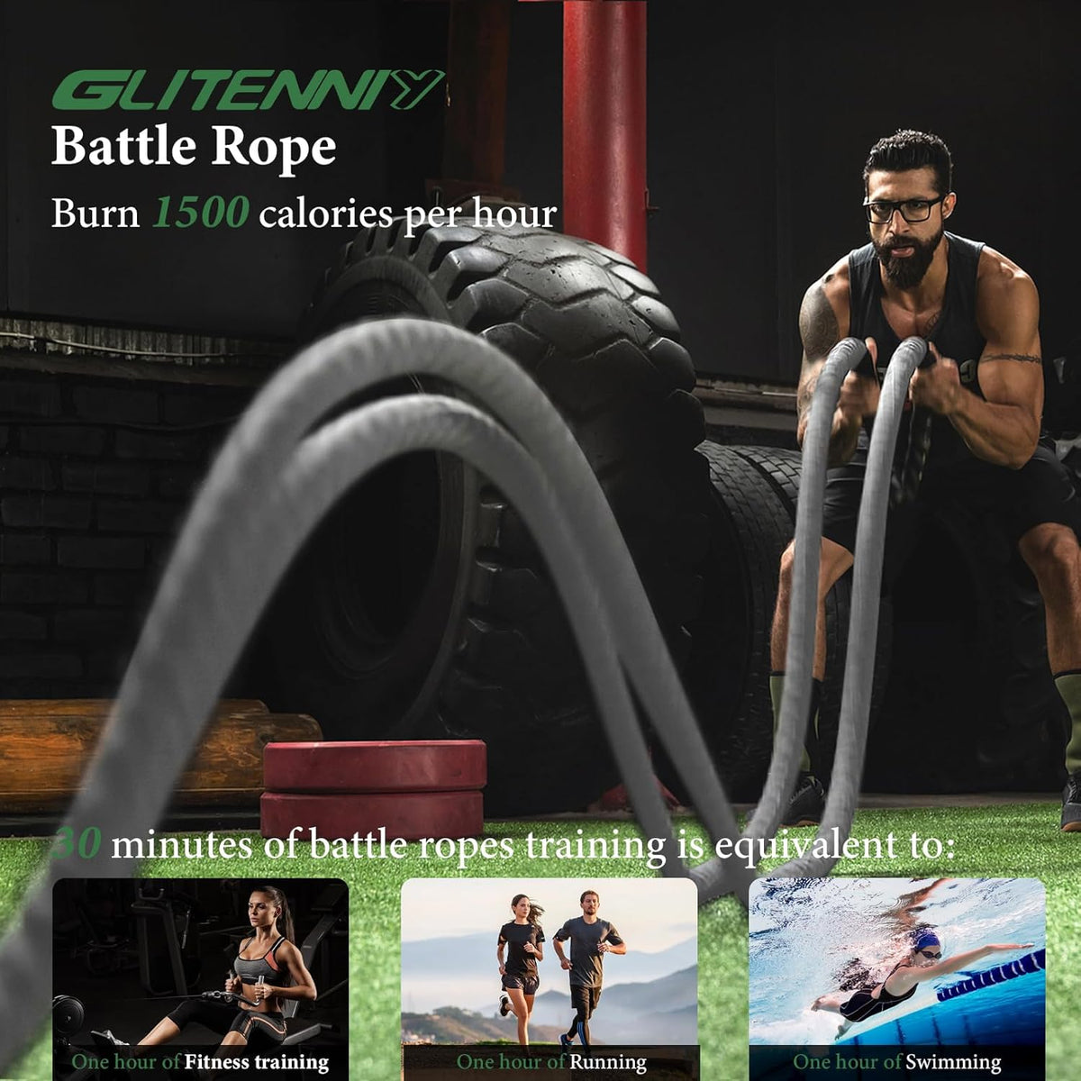 Battle Ropes Gray Workout Rope 1.5inch Battle Ropes for Home Gym 30ft Exercise Ropes for Working Out Heavy Ropes for Exercise Training Weighted Rope Weighted Workout Rope Battle Rope