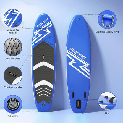 FBSPORT 11' Premium Stand Up Paddle Board, Yoga Board with Durable SUP Accessories & Carry Bag | Wide Stance, Surf Control, Non-Slip Deck, Leash, Paddle and Pump for Youth & Adult