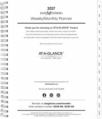 AT-A-GLANCE 2027 Refill for Executive Planner G54500, Weekly & Monthly, 7" x 8.75", DayMinder (G5455027)