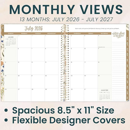 bloom daily planners 2026-2027 (8.5" x 11") Academic Year Day Planner (July 2026 - July 2027) - 13 Months Weekly & Monthly Agenda Organizer with Stickers & Tabs - Whimsical Wildflowers