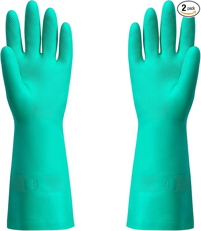 ThxToms Chemical Resistant Nitrile Gloves, Resist Household Acid, Alkali, Solvent and Oil, Latex Rubber Free, 1 Pair Large