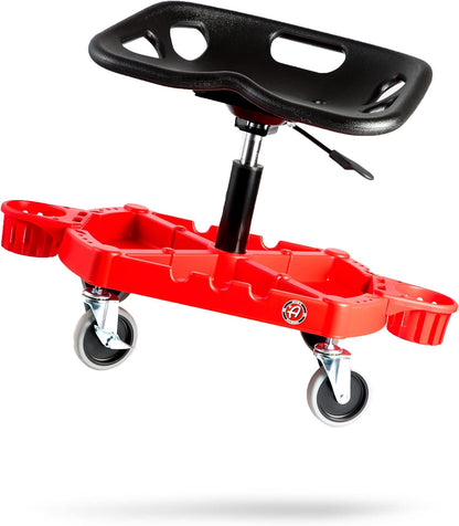 Adam's Polishes Pro Rolling Stool, Car Detailing Stool Chair, Shop Stool with Wheels, Garage Organizer, Tool Organizer Tray, Adjustable Height for Car Cleaning Buffer Polisher Ceramic Coating Car Wax
