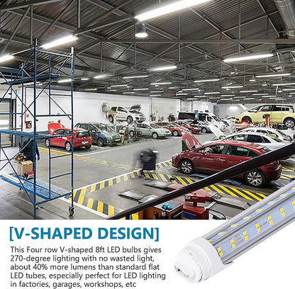 4 Pack, 120W 8ft R17D LED Tube Light, F96t12 HO 8 Foot Bulbs, 96'' Shop Light to Replace T8 T12 Fluorescent Bulbs, 100-277V Input, 19800LM, Cold White 6000K, Clear Lens