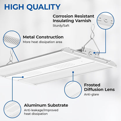 CINOTON 2FT 150W LED Shop Light with 20250LM, 0-10V Dimmable Linear High Bay Lighting with 5000K, 120-277V 135LM/W Commercial Hanging Lights for Garage Office Warehouse Workshop Factory UL Listed