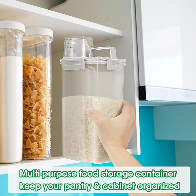 TBMax Rice Container 2 Pack 5 Lbs, Small Pet Dog Cat Food Container Dispenser, Kitchen Cereal Storage Container with Cup, Perfect for Daily Use, Travel, and Portion Control