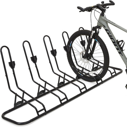 Floor Bike Rack for 5 Bikes, Safeguard Disc Brakes & Derailleurs Design, Waterproof Bicycle Stand Indoor/Outdoor/Garage Use, Fits 12"-29" Tires, Upgraded 0.63" Steel Tubes for Stability
