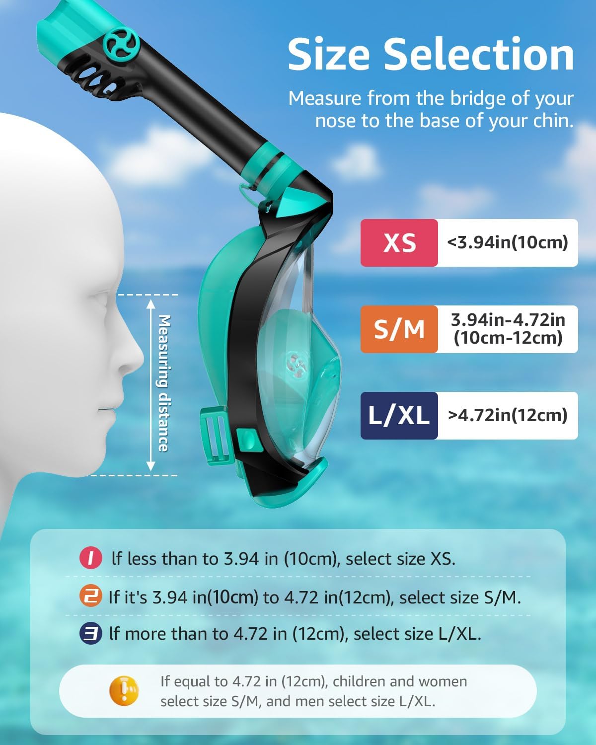 W WSTOO Full Face Snorkel Mask Adults,Suitable for Beginners Dry Top Snorkeling Gear,Can Your Mouth or Nose to Breathe,180 Degrees Panoramic View,Anti-Fog Anti-Leak,Summer Travel and Vacationing Gifts
