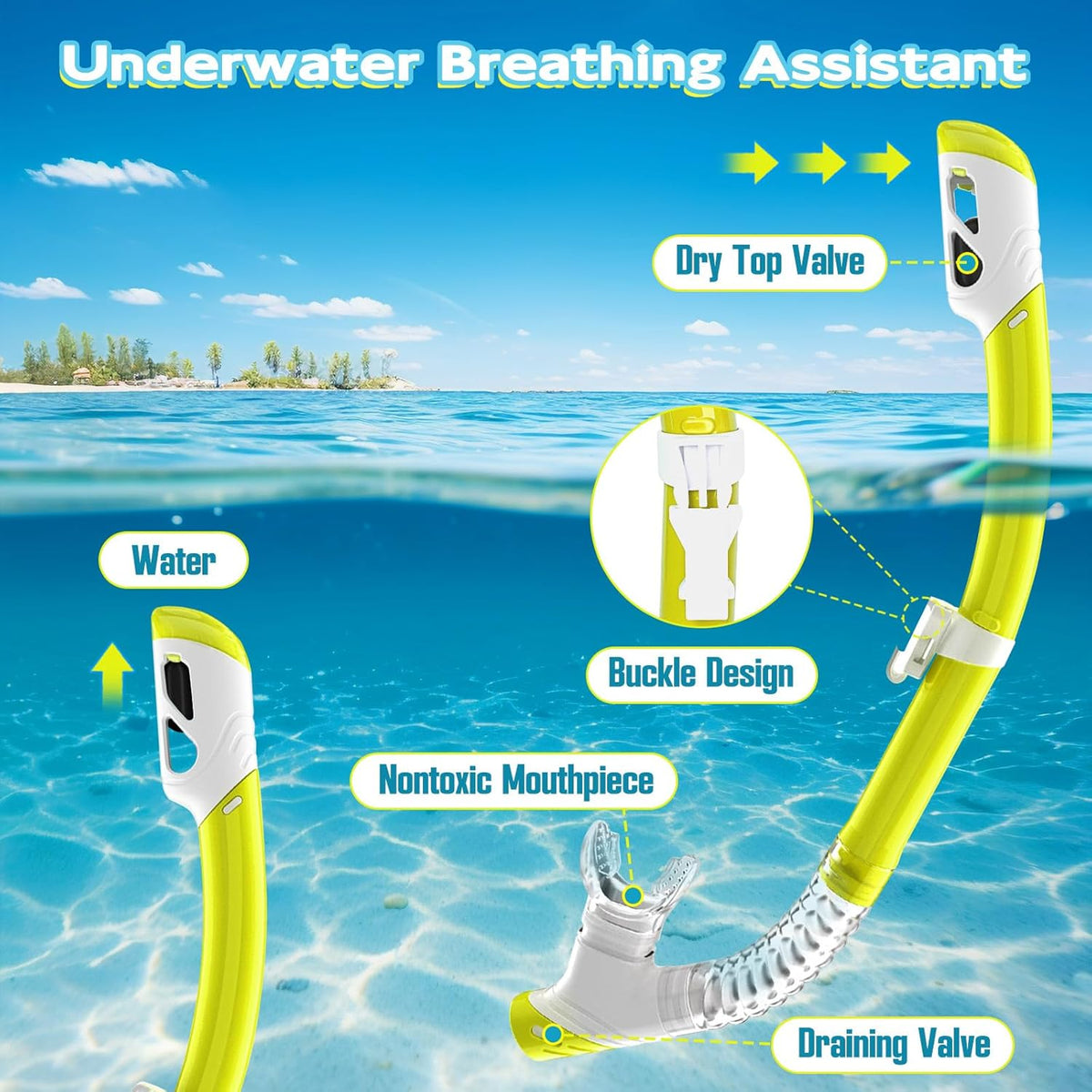 Snorkeling Gear for Kids, Kids Snorkel Set for Ages 3-14, Anti-Fog Diving Mask and Dry Top Snorkel Combo Set, Unisex Swimming Goggles