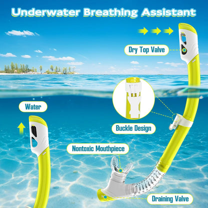Snorkeling Gear for Kids, Kids Snorkel Set for Ages 3-14, Anti-Fog Diving Mask and Dry Top Snorkel Combo Set, Unisex Swimming Goggles
