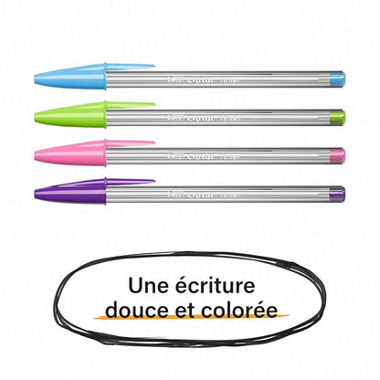BIC Cristal Multicolour Ballpoint Pens With Wide Tip (1.6mm) Pens For Colourful Writing In Assorted Colours, Pack Of 15