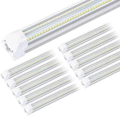 LED Shop Lights - 4FT 50W LED Light Fixture, 4 Foot High Output 7750Lumen, 6000K, Clear Cover, V-Shape Linkable, Plug and Play, T8 LED Tube Light for Garage, Workshop (10 Pack)