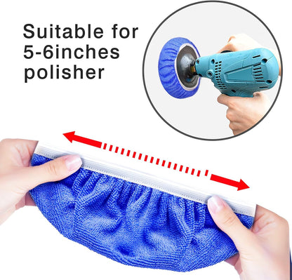 9 to 10 Inch Car Polisher Pad Bonnet, 15Pcs Car Polishing Bonnet Buffing Pads, 10*Microfiber+5*Woollen