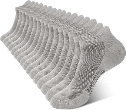 BAMBOO COOL Men's Ankle Socks Moisture Wicking Breathable Odor Control Athletic Cushioned Running Socks Arch Support 8 Pack