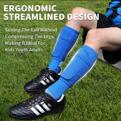 Soccer Shin Guards for Kids Youth Adults - Shin Pads and Sleeves with Optimized Insert Pocket for Boys Girls Men Women for Football Games - Protective Soccer Equipment