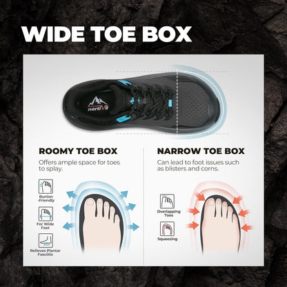 NORTIV 8 Men's Wide Toe Box Trail Running Shoes Cushion Walking Barefoot Tennis Workout Gym Cross Training Shoe Fashion Sneakers for Plantar Fasciitis Bunion