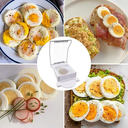 Egg Slicer for Hard Boiled Eggs, Food Slicer with 14 Stainless Steel Wires, Heavy Duty Hard Boiled Egg Cutter, Spam Slicer for Soft Fruit Strawberry Luncheon Meat Home Use (1Pcs, White)