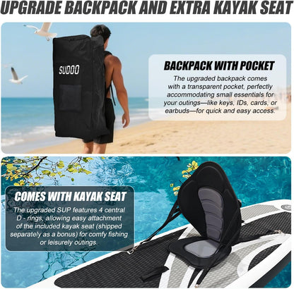 Inflatable Stand Up Paddle Board 10‘x30‘‘- Ultra-Light SUP with Backpack, Pump, Paddle, Coil Leash, 3 Fins, Repair Kit, Stable Design, Non-Slip EVA Deck for Adults & Youth