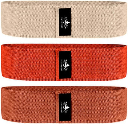 Hatha Yoga Large Resistance Band,14.5" x3.15",Fabric Exercise Loop Bands with Instruction Guide and Carry Bag, Set of 3.