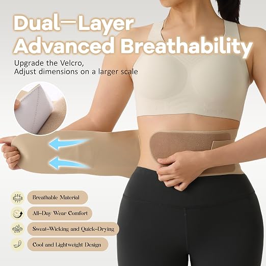 Ultra Thin Back Brace for Back Pain Relief,Skin Color,L(WAIST:31"-36")