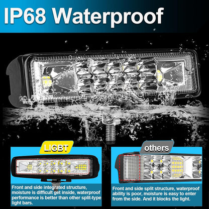 LIGBT 2PCS LED Light Bar 5.7 Inch Slim 60W Led Driving Lights Waterproof Driving Fog Light Flood Spot Beam Combo LED Work Lights for Jeep Truck Boat Car UTV ATV