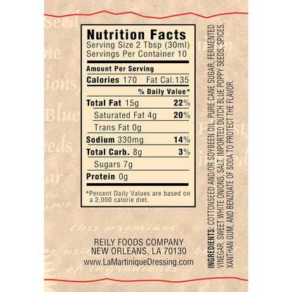 La Martinique Original Poppy Seed Dressing 10 Ounce Bottle (Pack of 1)