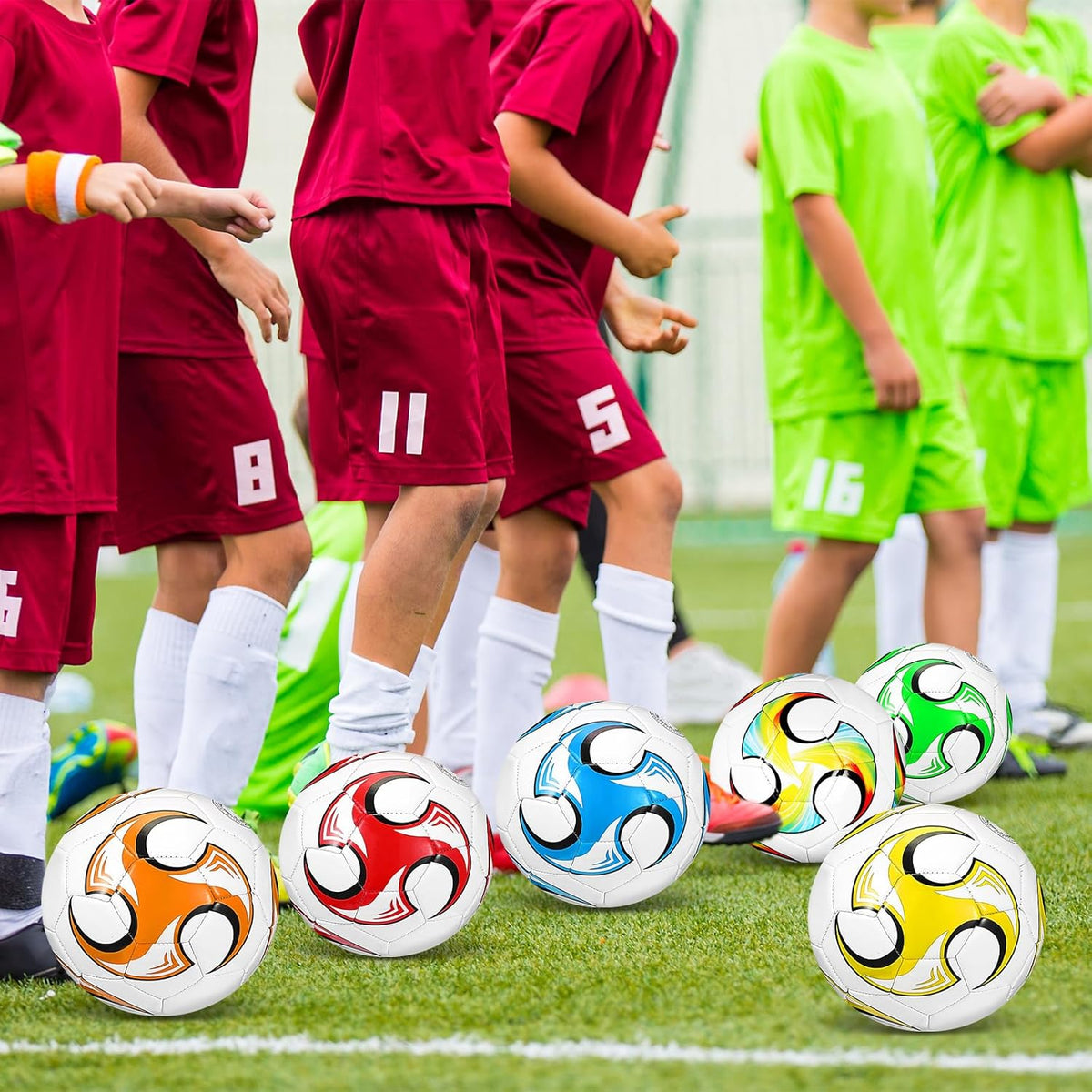 12 Pcs Soccer Balls for Teen Adult Bulk Deflated Soccer Ball with Pump Size 5 Indoor Outdoor Training Practice for School Sports Game Birthday Gifts Party Back to School