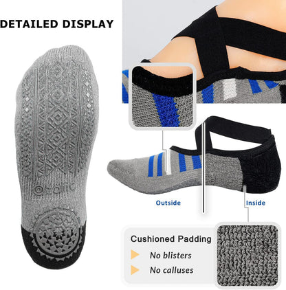 Ozaiic Yoga Socks for Women Non-Slip Grips & Straps, Ideal for Pilates, Pure Barre, Ballet, Dance, Barefoot Workout