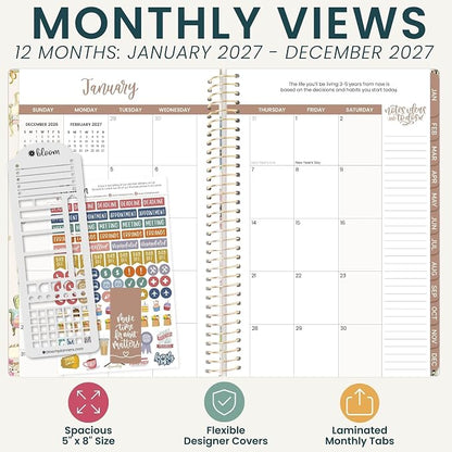 bloom daily planners 2027 Planner (January - December 2027) - Weekly & Monthly Softcover Planner for Women - Calendar Year Inspirational Agenda Book with Stickers - 5.5" x 8.25" - Sit. Stay. Plan.