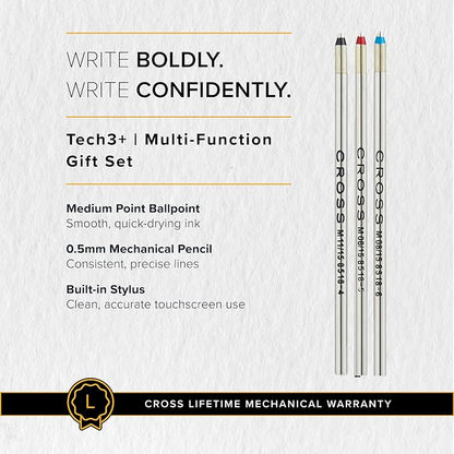 Cross Tech3+ Brushed Chrome PVD Multifunction Pen, Black Ink