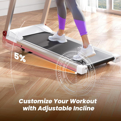 Treadmills for Home, 4-in-1 Foldable Treadmill with Incline, 300 LBS Capacity Running Treadmills for Home Small Spaces with Handles, 3.0 HP Folding Treadmill with Smart APP