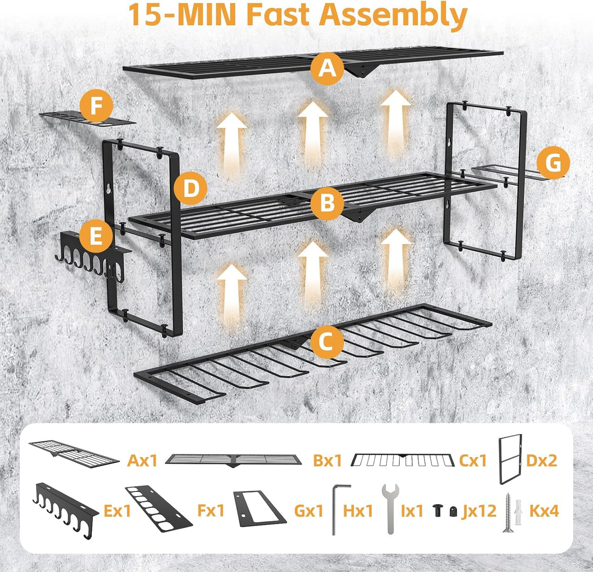 Power Tool Organizer Wall Mount Cordless,15 Min Fast Install Metal Garage Tool Storage Organizer Heavy Duty 3 Layers 7 Drill Power Tool Holder Storage Rack Tool Shelf Wall Mount for Shop Organization