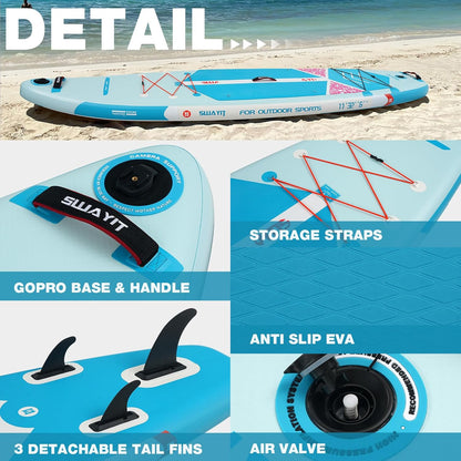 Inflatable Stand Up Paddle Board – Durable SUP for Adults & Youth,33" Wide Blow Up Paddle Board with Paddle, Pump, Backpack,Leash – All Around Stable for All Skill Levels, Carries up to 450 lbs
