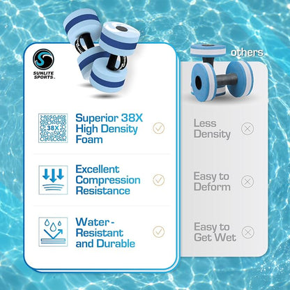 Sunlite Sports Water Workout Combo Set, High Density Water Weights for Pool Exercise, Dumbell, Swim Belt, Aerobics Equipment, Aqua Jogger Belt, Pool Fitness, Aqua Therapy & Exercise