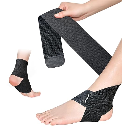 Ankle Support Brace for Men & Women, Adjustable Compression Strap for Sprains, Plantar Fasciitis, Achilles Tendonitis, Running, Workout, Sports – Fits Left & Right Foot (1, Black, Large)